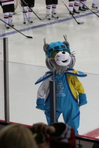 2013 World Championship mascot, wearing half Finnish/half Swedish colors.