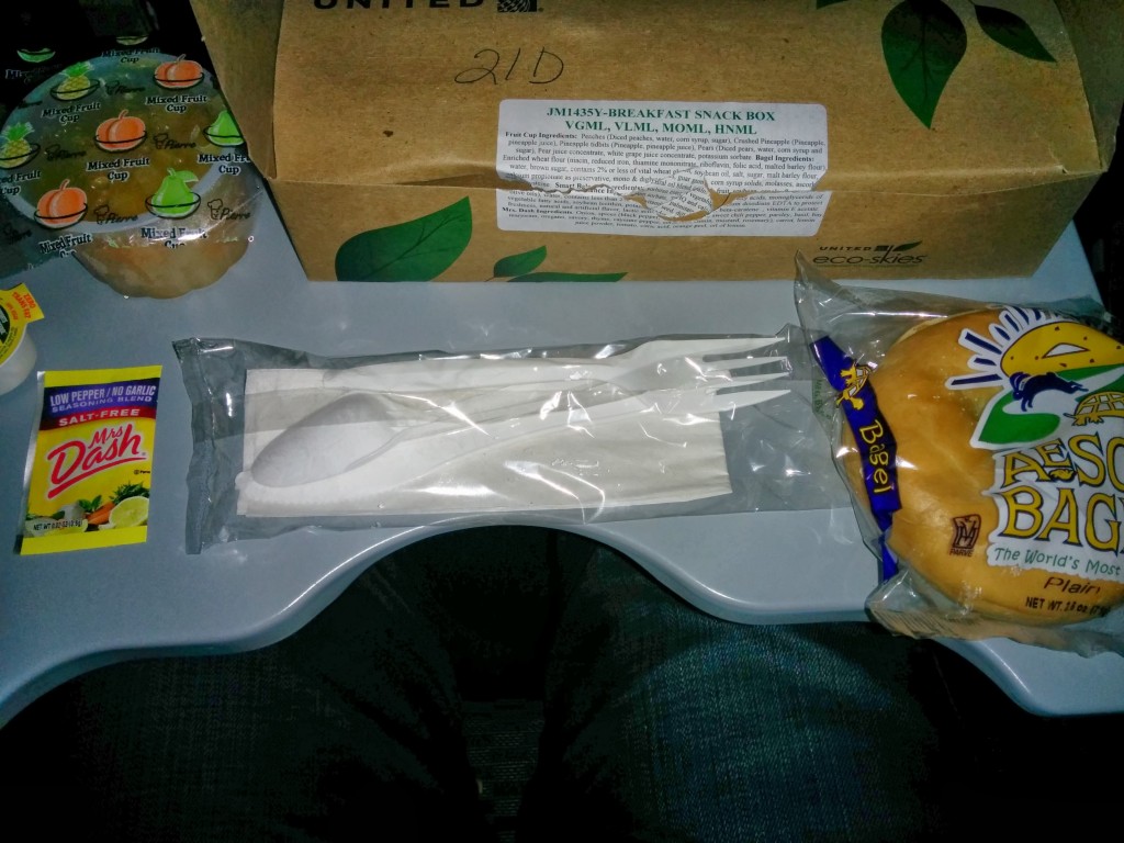 United Airlines Economy Vegetarian (strict) Breakfast February 2014