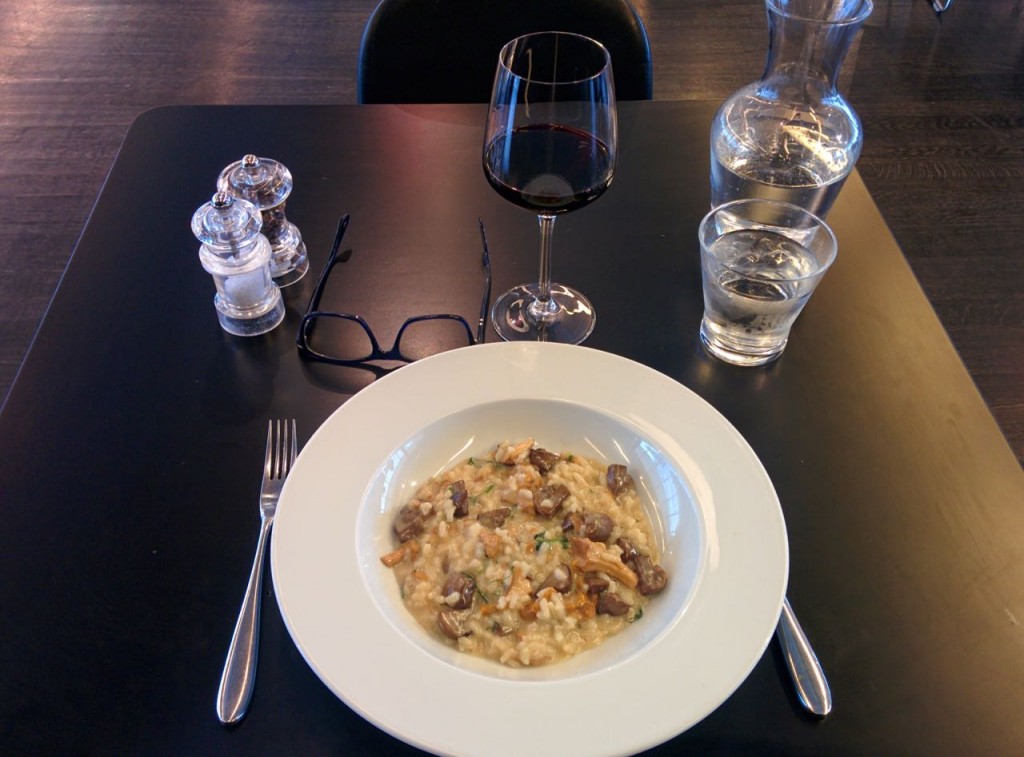 Mushroom Risotto paired with a nice Côtes du Rhône