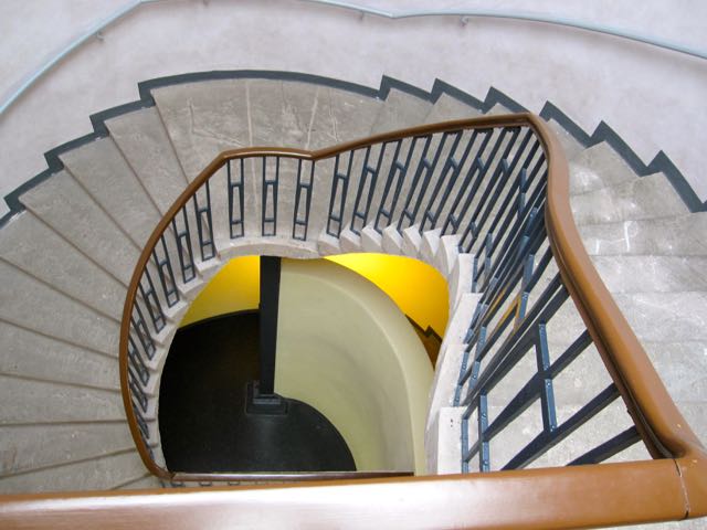 Looking down from the top of the stairs at the Bauhaus University building in Weimar that housed Walter Gropius office.