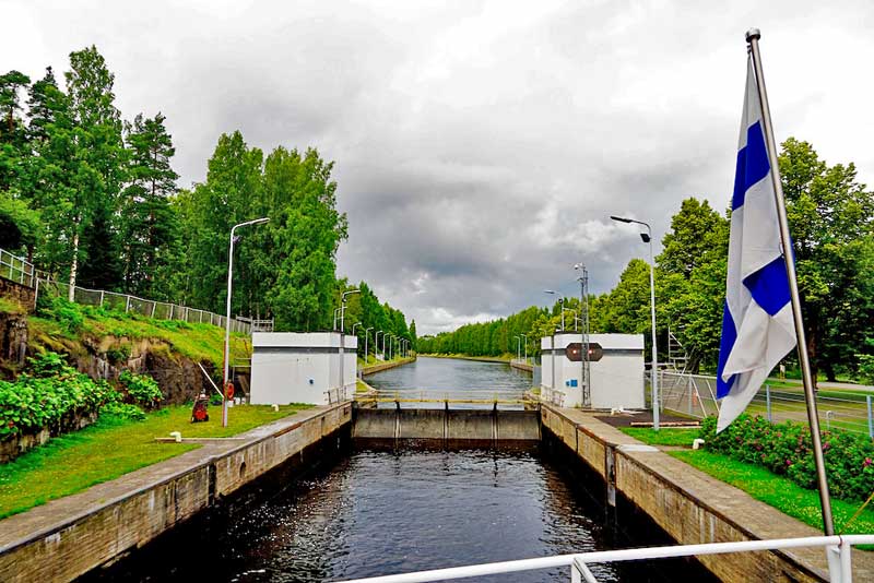 Mälkiä lock locking back towards lake Saimaa