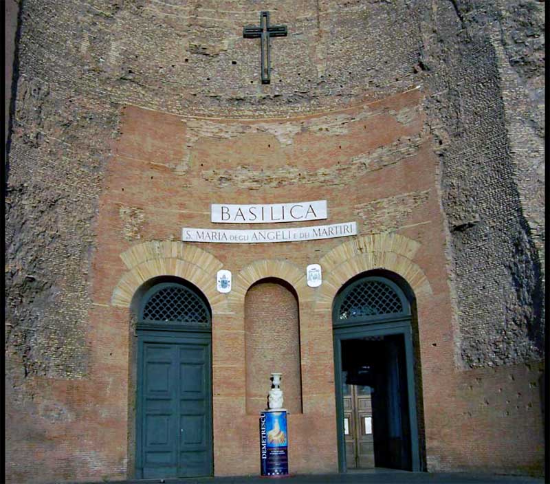 Entrance to Santa Maria degli Angeli e dei Martiri built into the ruins of the Diocletian baths