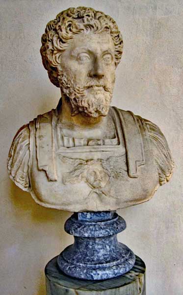 Marcus Aurelius, Roman emperor 161-180, co emperor with Lucius Verus 161 - 169 (when Lucius Verus died).