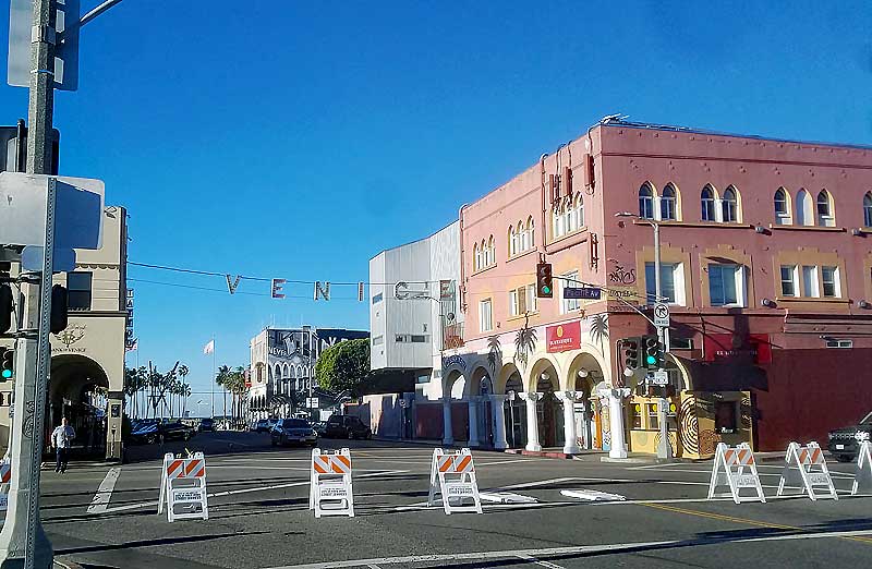 Preparations for the lightjng of the Venice sign at Windward and Pacific tonight