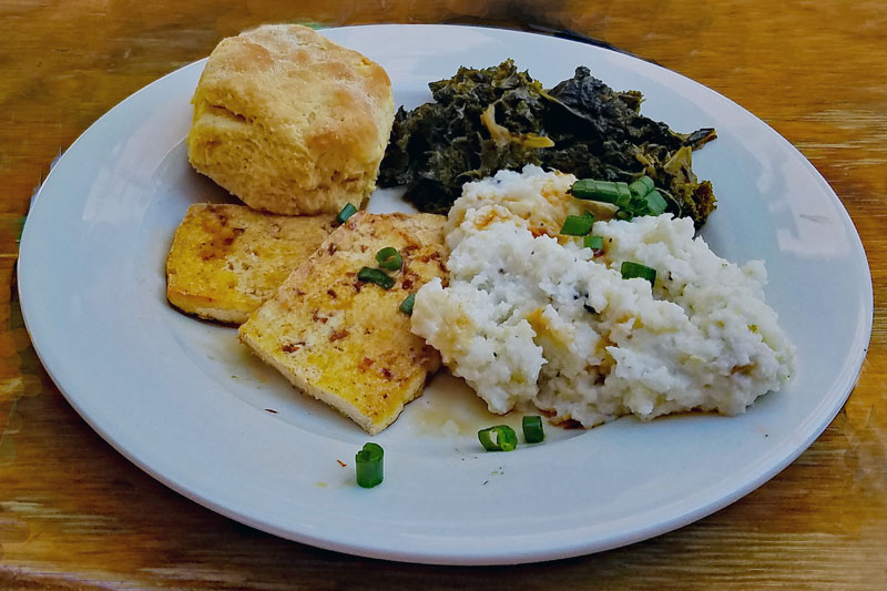 Red Eye Grits and Greens hold the eggs style