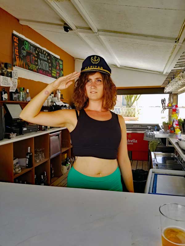 The prettiest barmaid on Tabarca is ready to serve you a nice cold beverage at Isla Bonita Beach Club