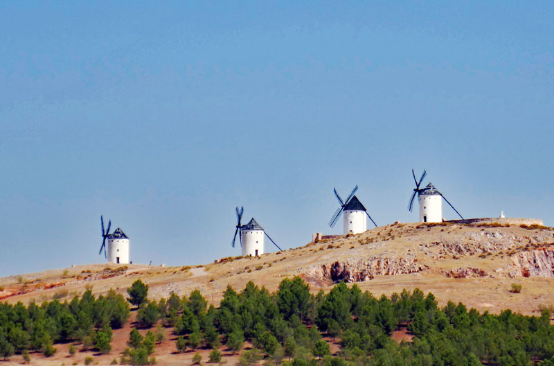 Los Molinos, the windmills that Don Quixote fought with in the Cervantes novel sits on a hill coming into Toledo from the South. 