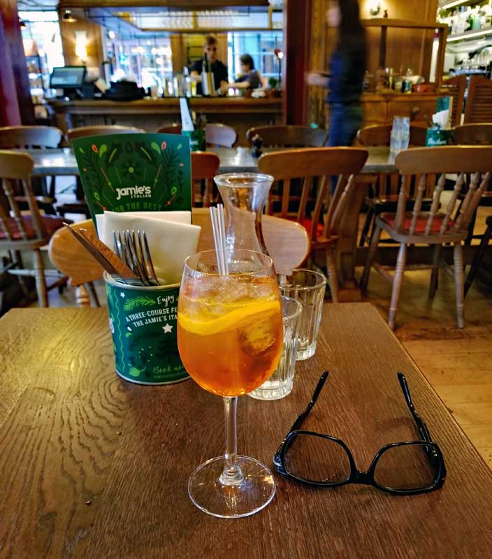 An Aperol Spritz starts of the meal in a good way.