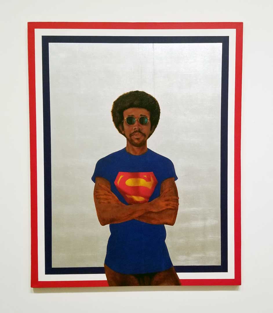 My Man Superman (Superman Never Saved any Black People – Bobby Seale), 1969 by Barkley Hendricks. Courtesy of the artist and Jack Shainman Gallery, New York