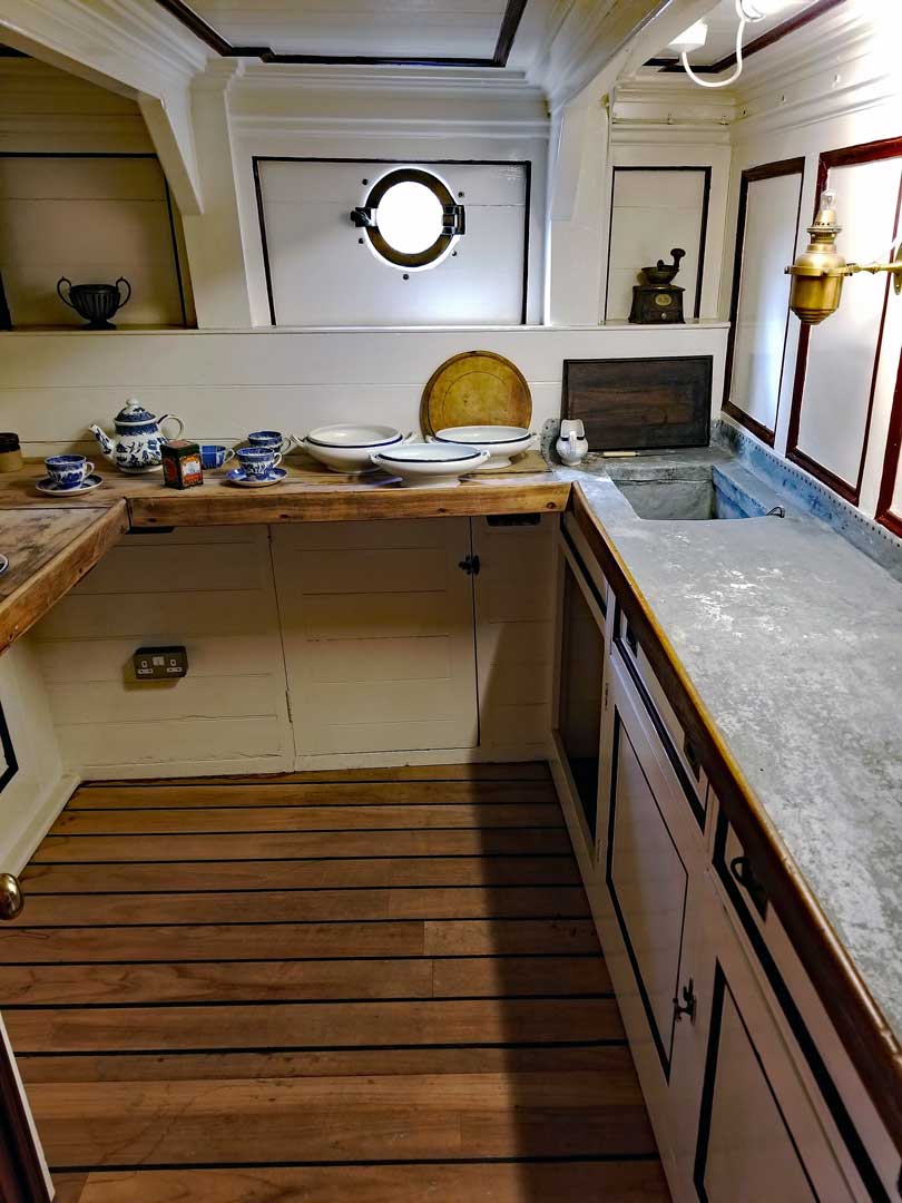 Pantry in the Stern to serve the Master and other officers on the Cutty Sark.