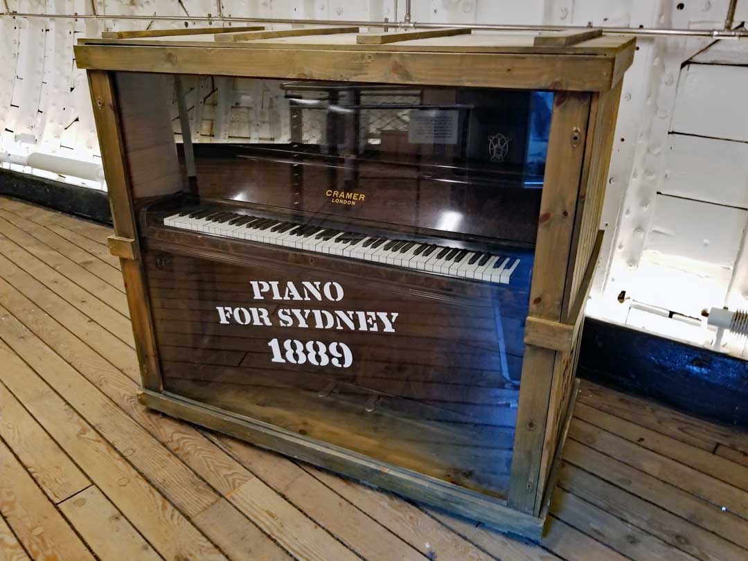 Piano destined for Sydney Australia onboard the Cutty Sark as cargo in 1889.