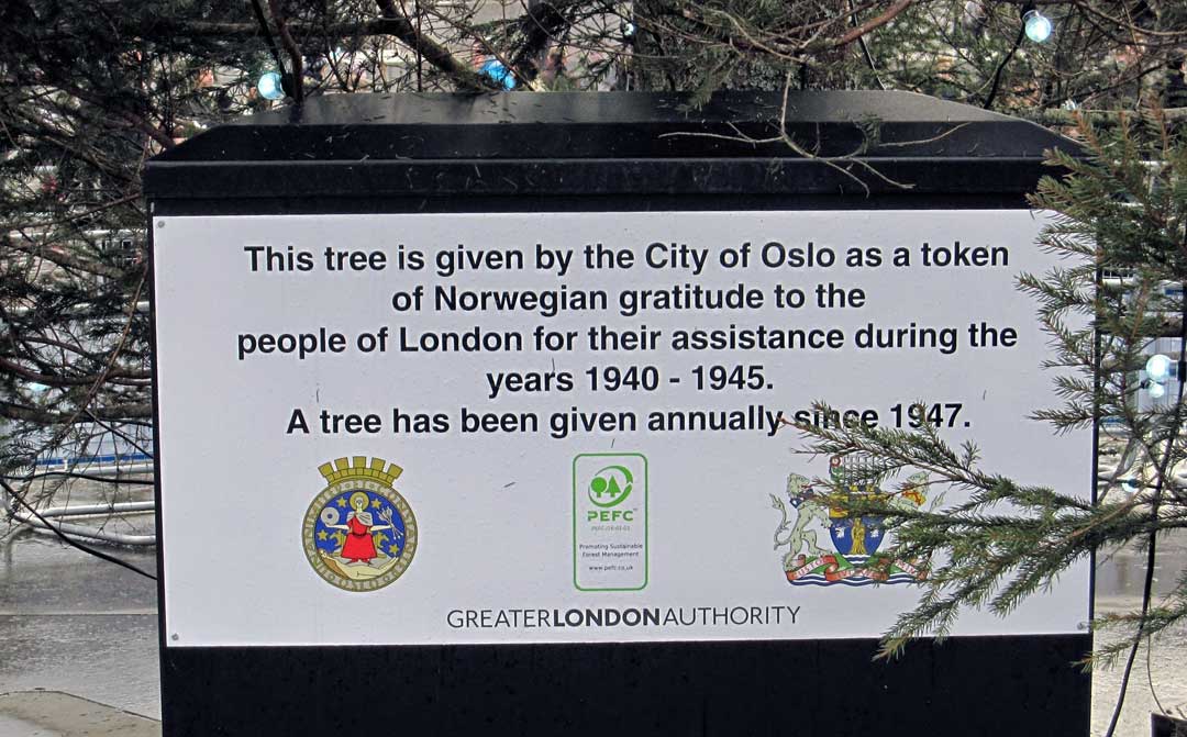 A plaque that shows where the tree is from.