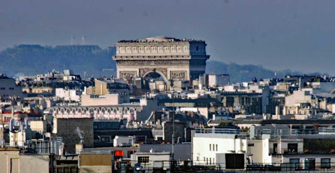 Arc de Triomphe as seen from atop Galleries Lafayette.