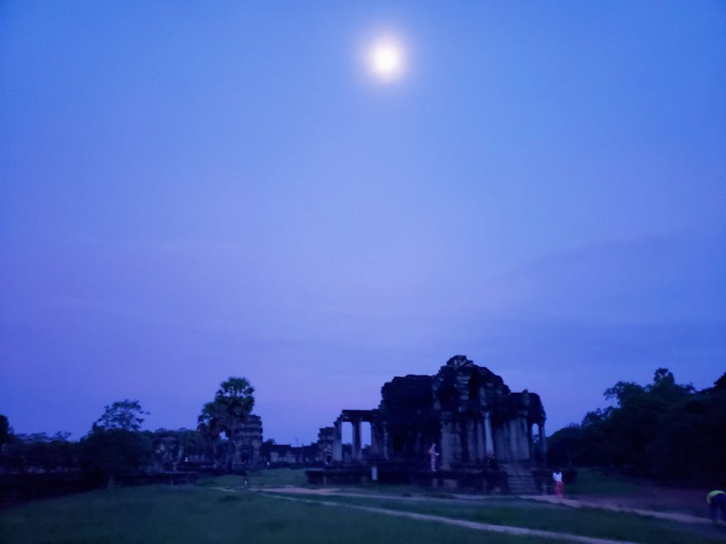 Moonshine over one of the Angkor Wat buildings.