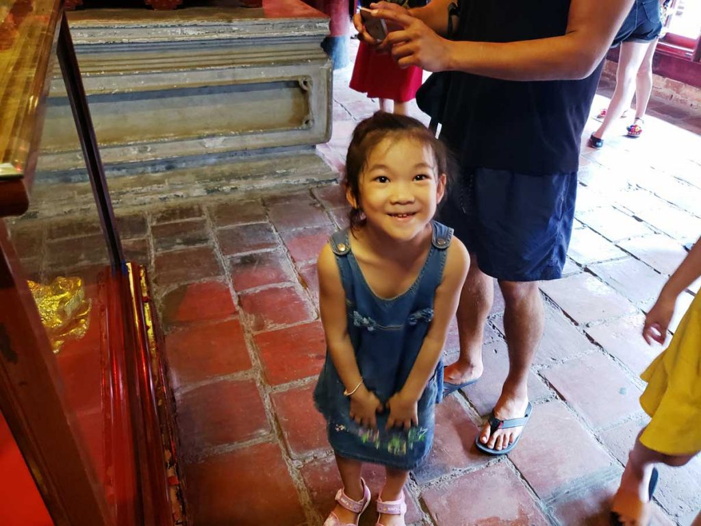 One happy visitor at the Temple of Literature in Ha Noi!
