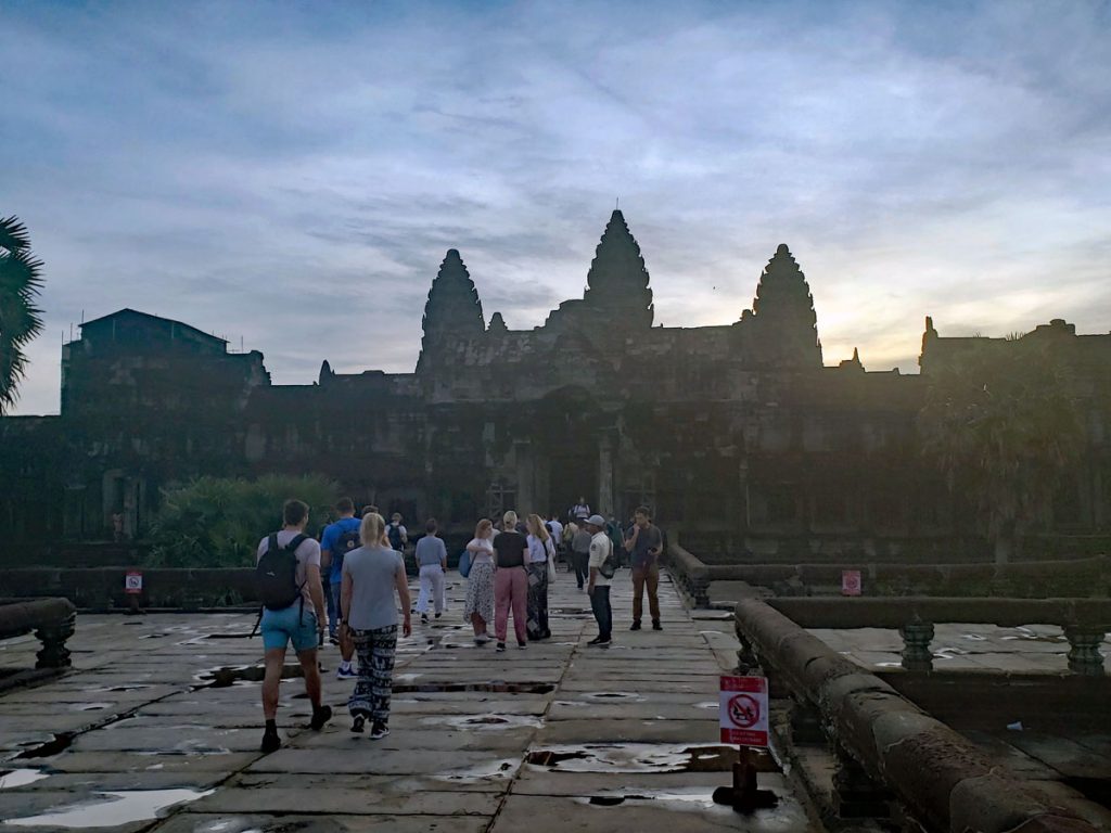 The walkway leading up to the main entrance of Angkor Wat.