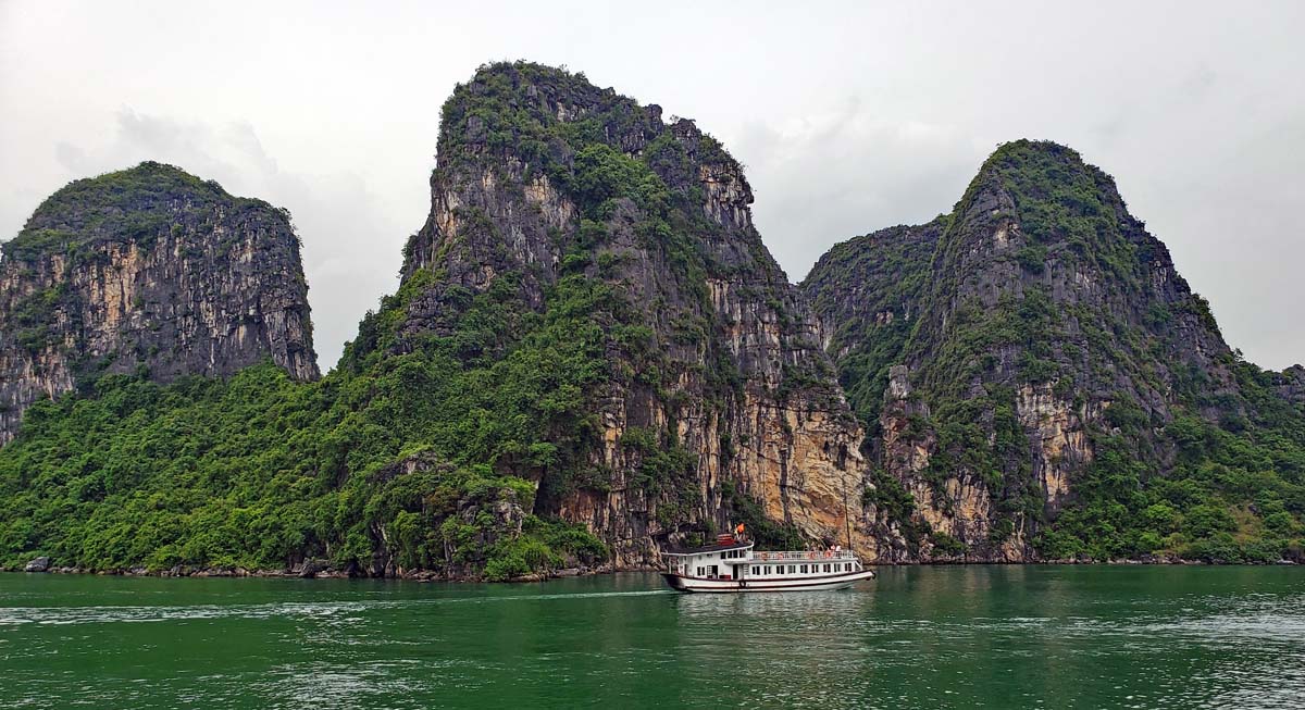 The limestone islands in Ha Long Bay are spectacular to look at.