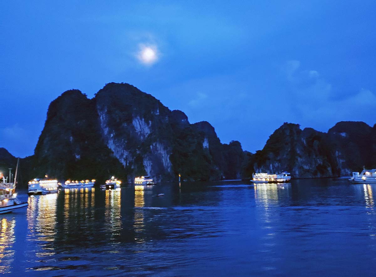 Moon over Ha Long Bay.