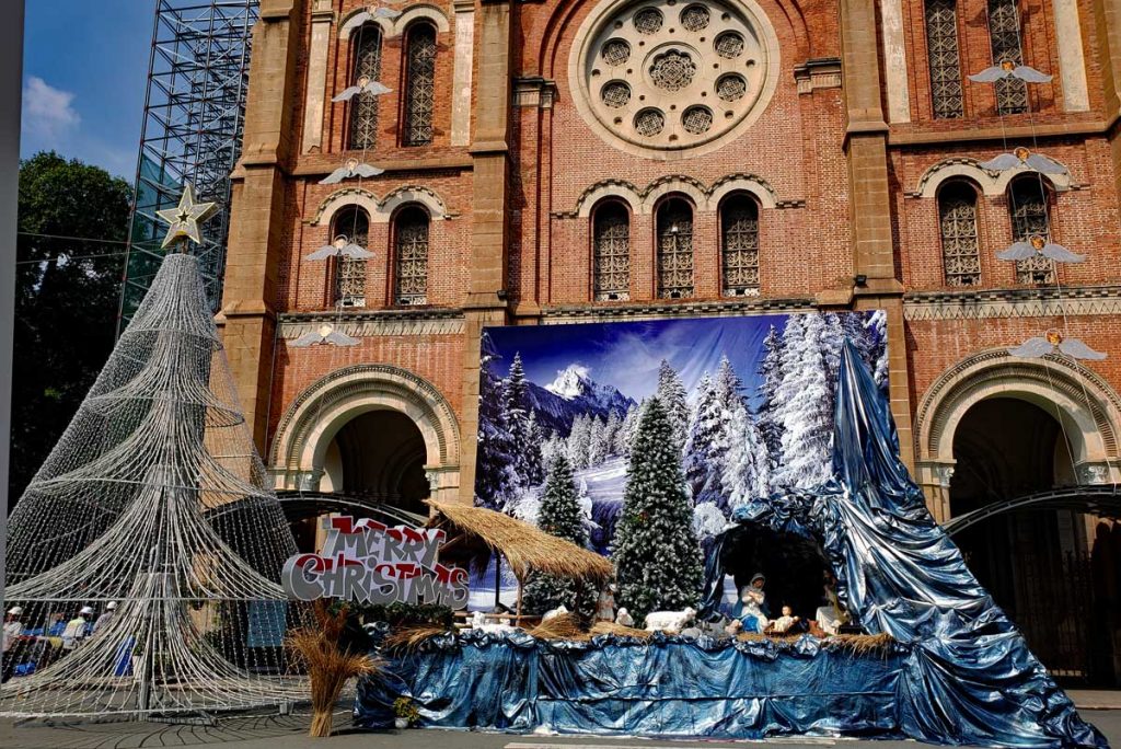 Christmas display at Notre Dame de Saigon.