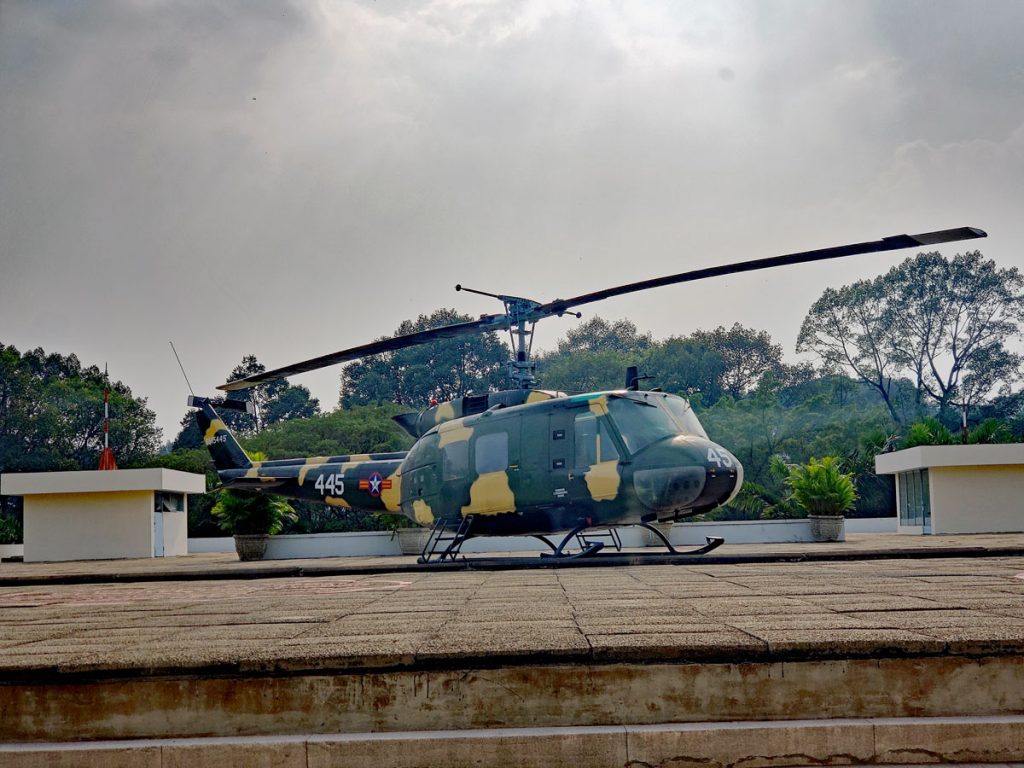 A Huey always sat at the ready on the rooftop of the Palace.