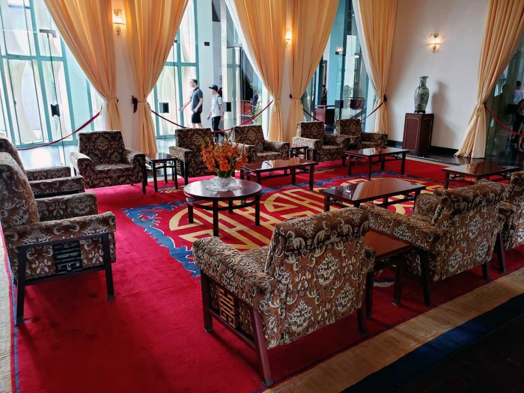 This is a formal reception room where  the President would, for instance, receive foreign diplomats that had been assigned to represent their countries in Vietnam.