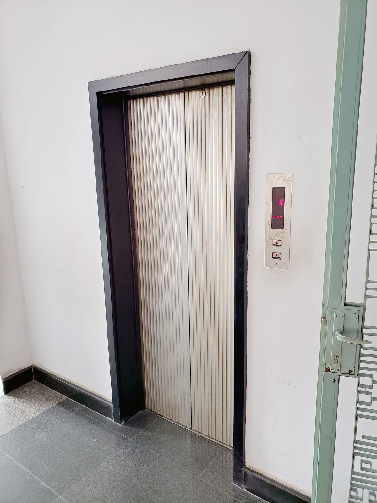 Elevator mid century styling of door.