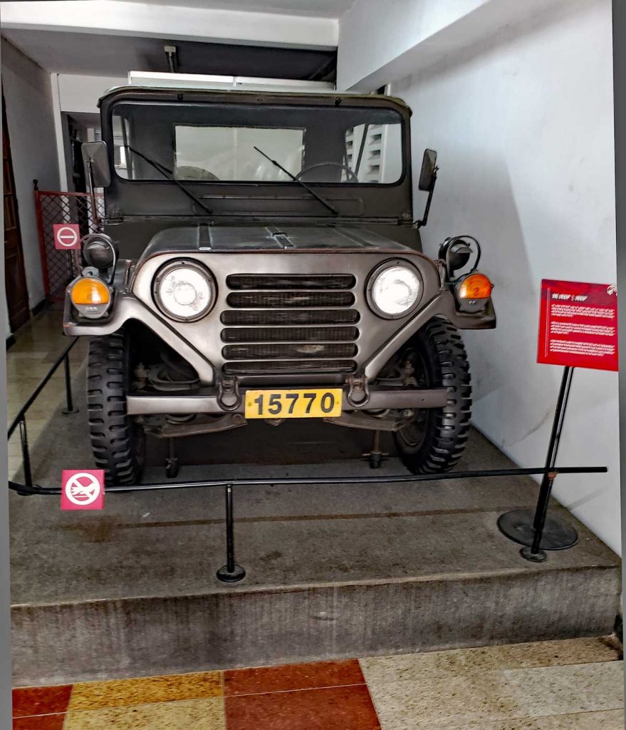 A Jeep M152n used by the last President of South Vietnam to ride to a radio station to broadcast the surrender speech.