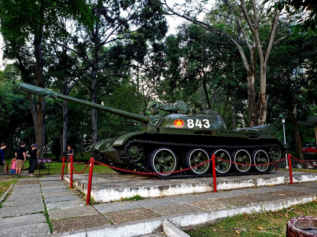 This is the North Vietnamese tank that crashed through the Palace gates on April 30 1975 marking the end of the Vietnam war.